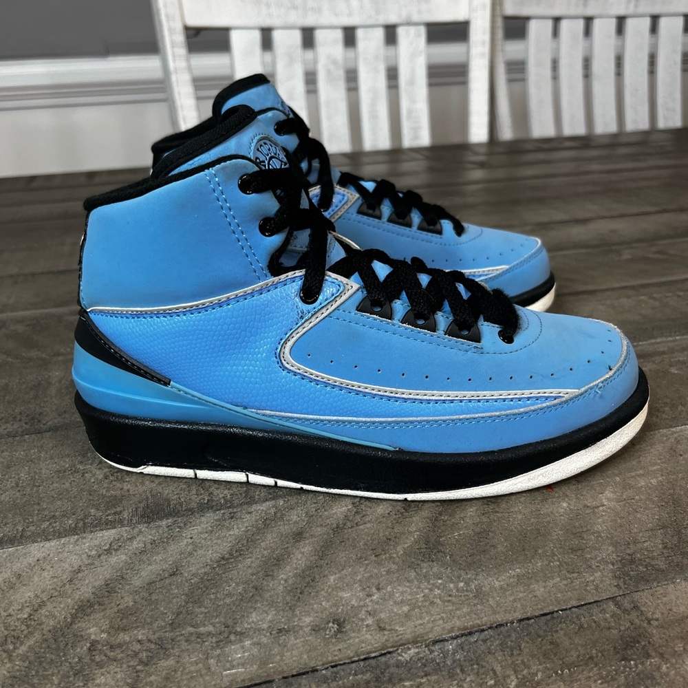 Nike‎ Air Jordan 2 AJ2 Retro (GS) Black Blue Sneaker Sz 5Y